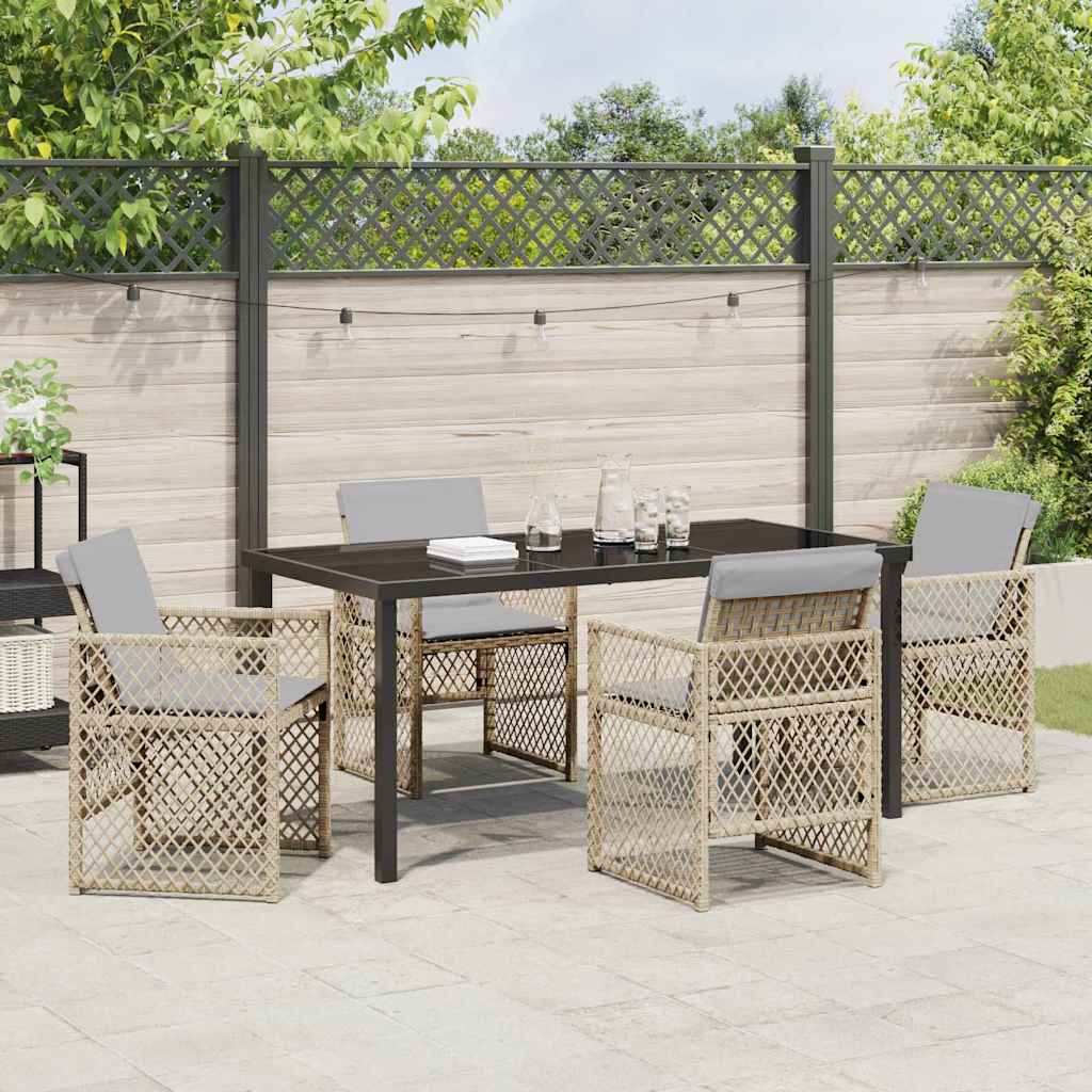 Garten Essgruppe 5 pcs Beige Poly-Rattan