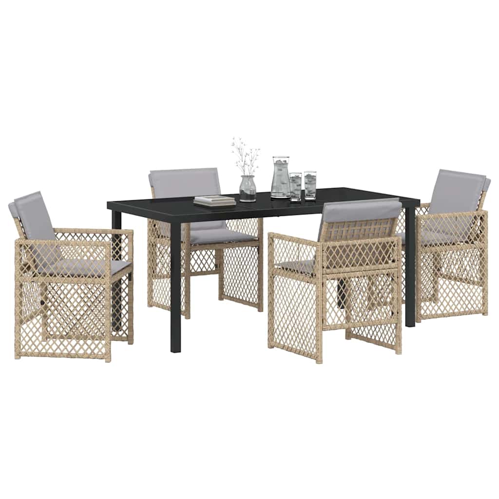 Garten Essgruppe 5 pcs Beige Poly-Rattan