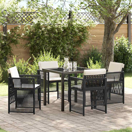 Garten Essgruppe 5 pcs Schwarz Poly Rattan
