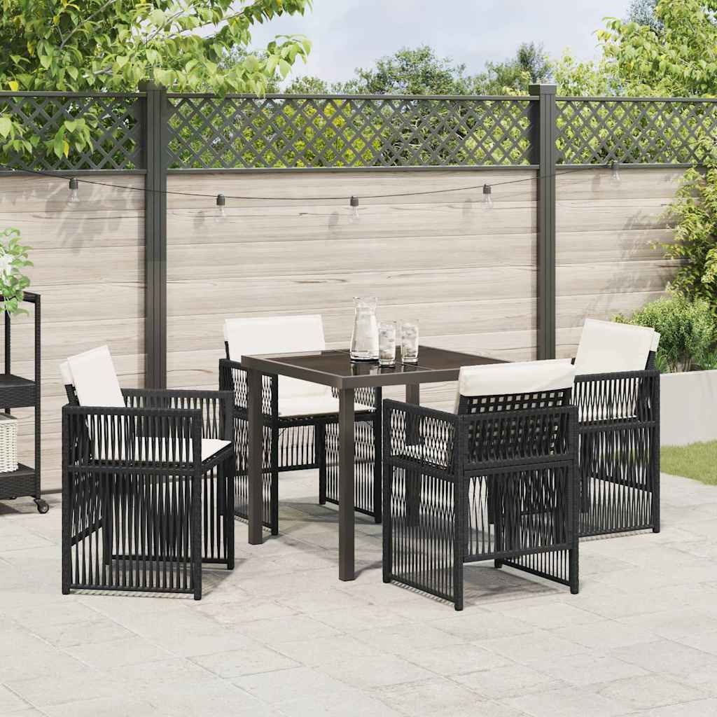 Garten Essgruppe 5 pcs Schwarz Poly Rattan
