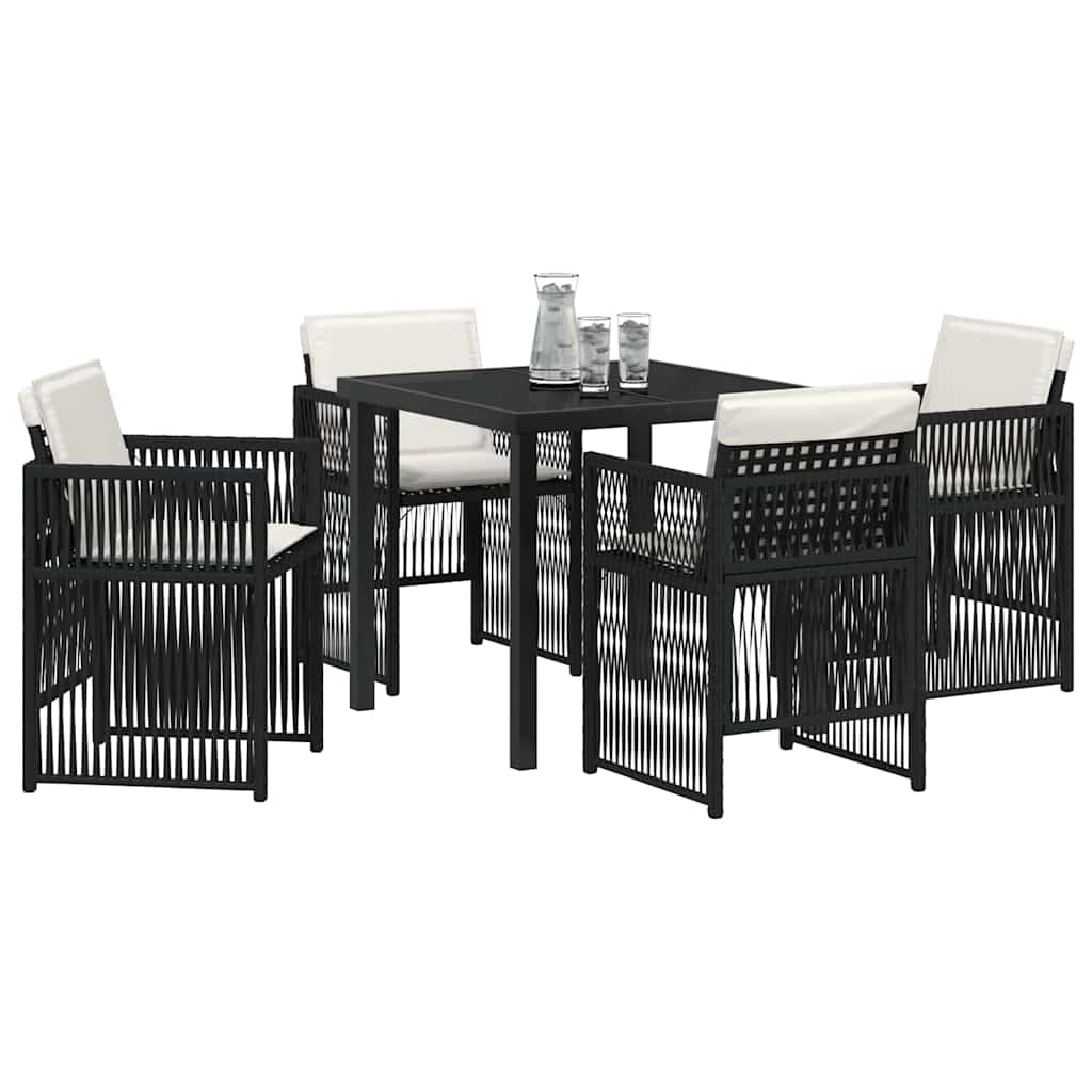 Garten Essgruppe 5 pcs Schwarz Poly Rattan