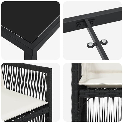 Garten Essgruppe 5 pcs Schwarz Poly Rattan