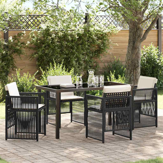 Garten Essgruppe 5 pcs Schwarz Poly Rattan