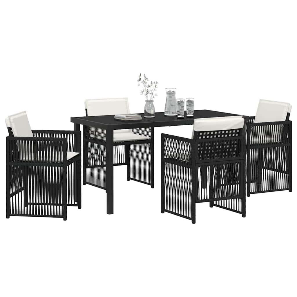 Garten Essgruppe 5 pcs Schwarz Poly Rattan