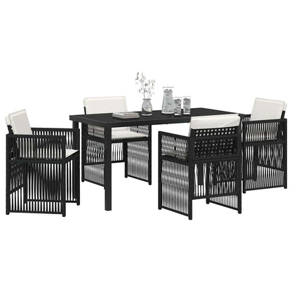 Garten Essgruppe 5 pcs Schwarz Poly Rattan