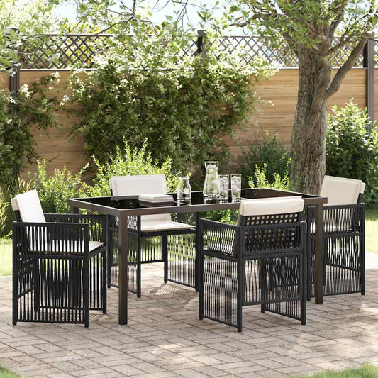 Garten Essgruppe 5 pcs Schwarz Poly Rattan