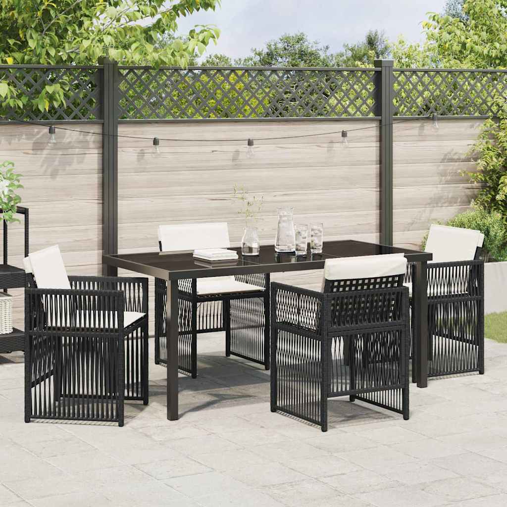 Garten Essgruppe 5 pcs Schwarz Poly Rattan
