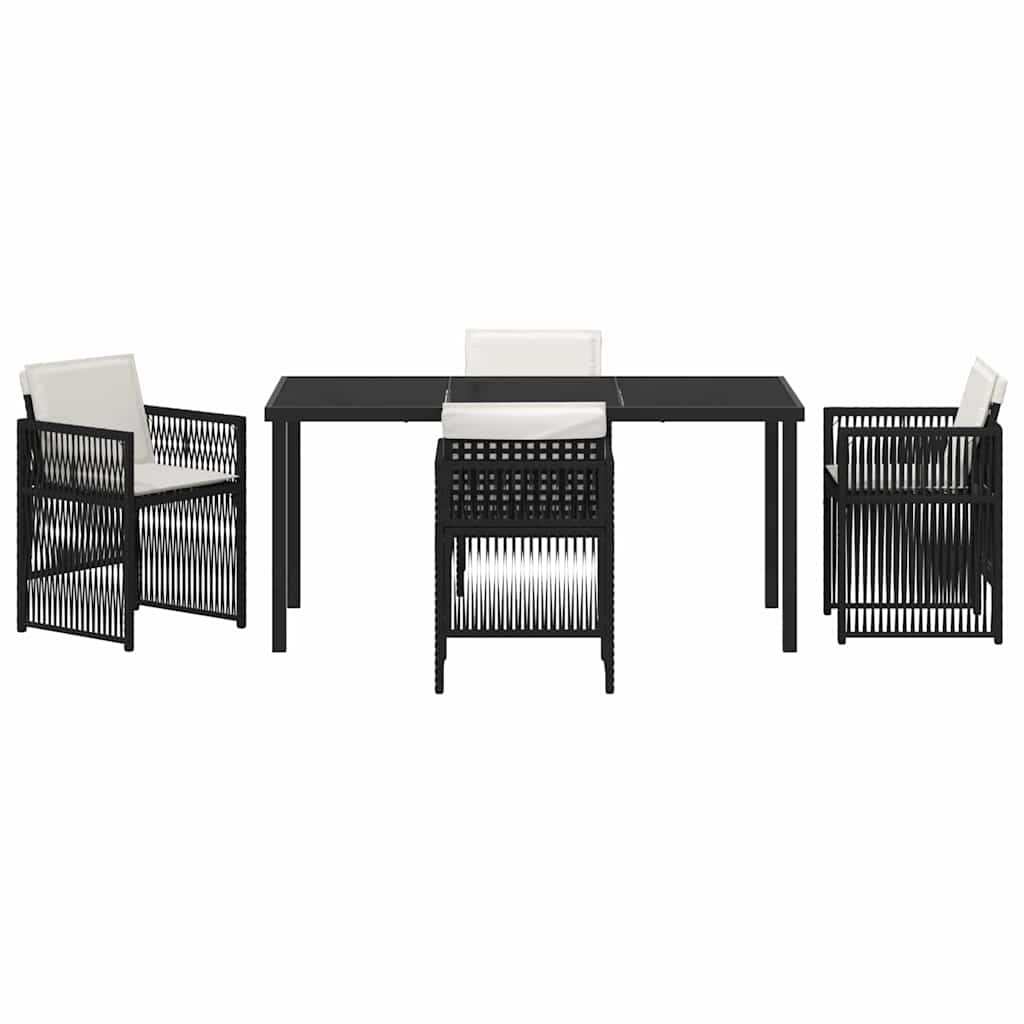 Garten Essgruppe 5 pcs Schwarz Poly Rattan