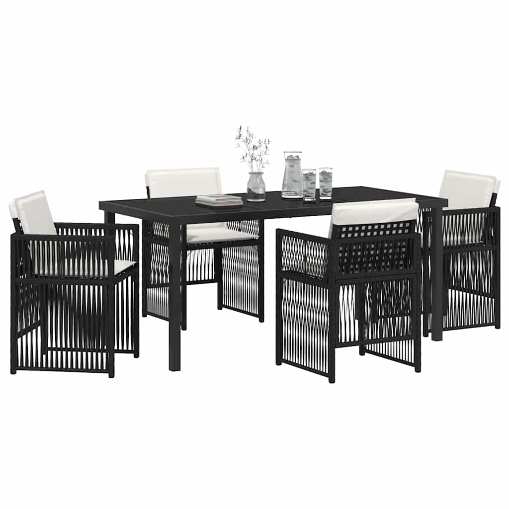 Garten Essgruppe 5 pcs Schwarz Poly Rattan