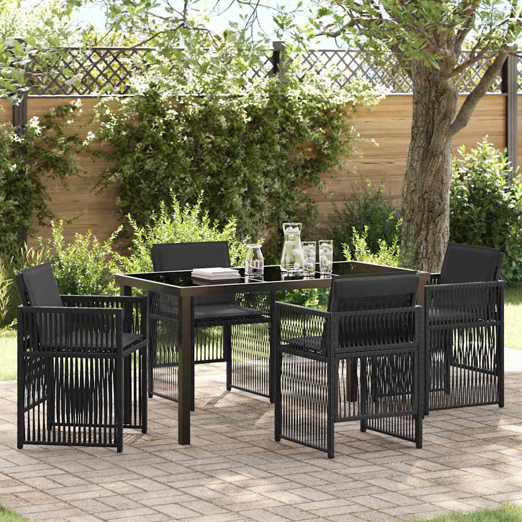 Garten Essgruppe 5 pcs Schwarz Poly Rattan