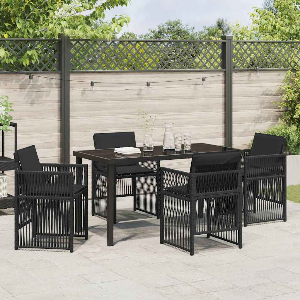 Garten Essgruppe 5 pcs Schwarz Poly Rattan