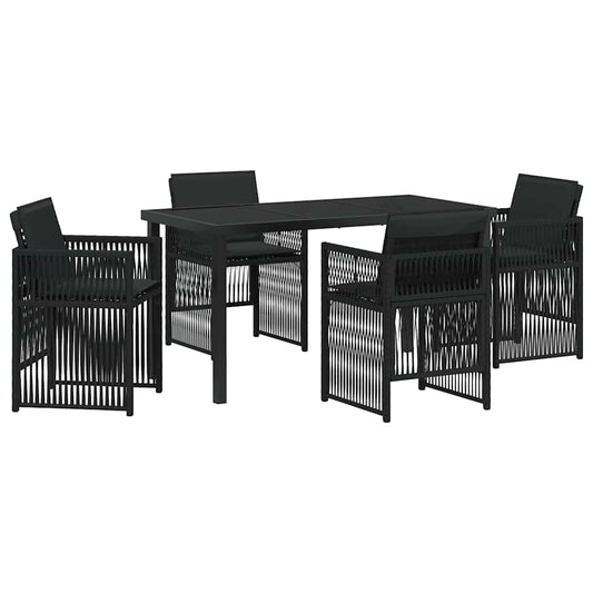 Garten Essgruppe 5 pcs Schwarz Poly Rattan