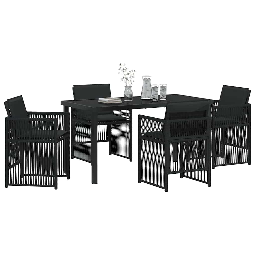 Garten Essgruppe 5 pcs Schwarz Poly Rattan