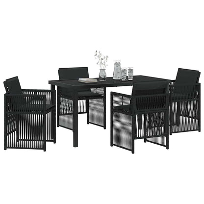 Garten Essgruppe 5 pcs Schwarz Poly Rattan