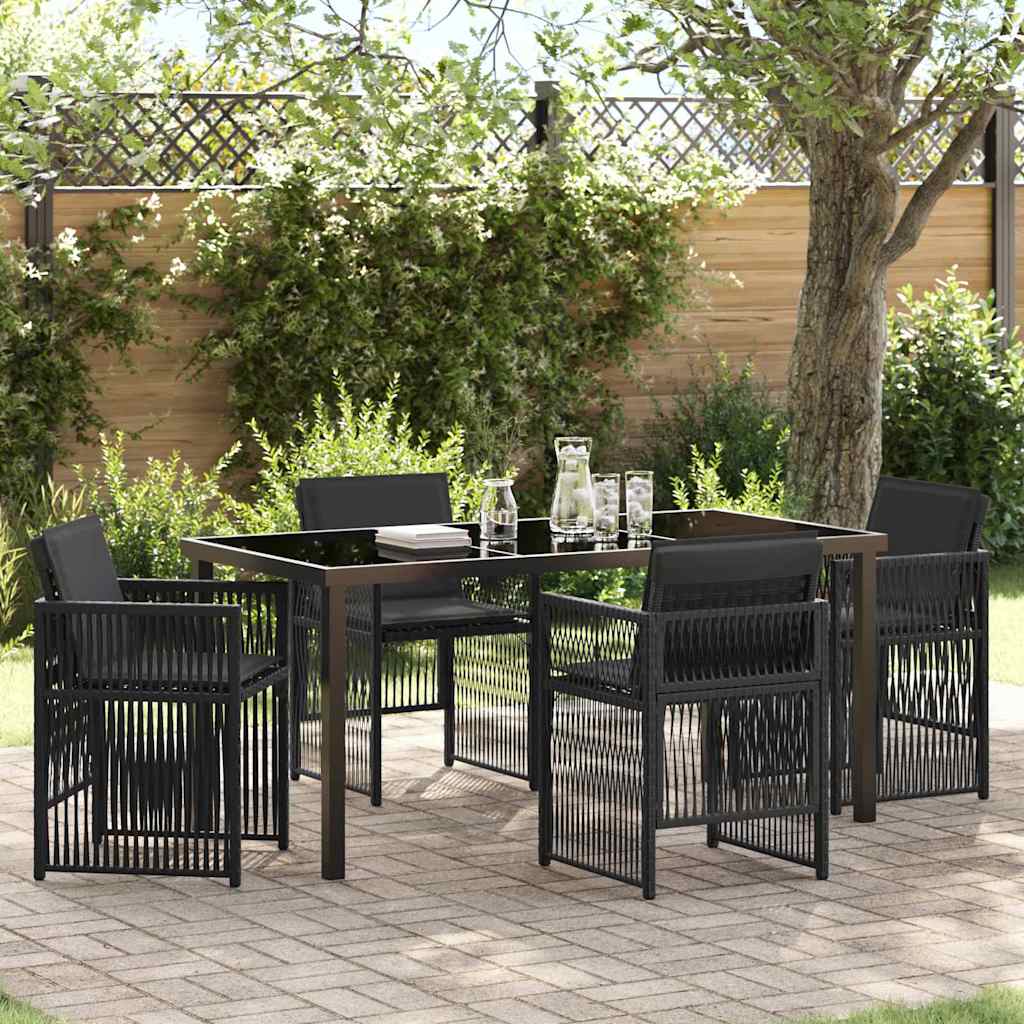 Garten Essgruppe 5 pcs Schwarz Poly Rattan