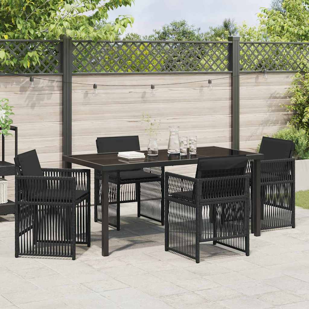Garten Essgruppe 5 pcs Schwarz Poly Rattan