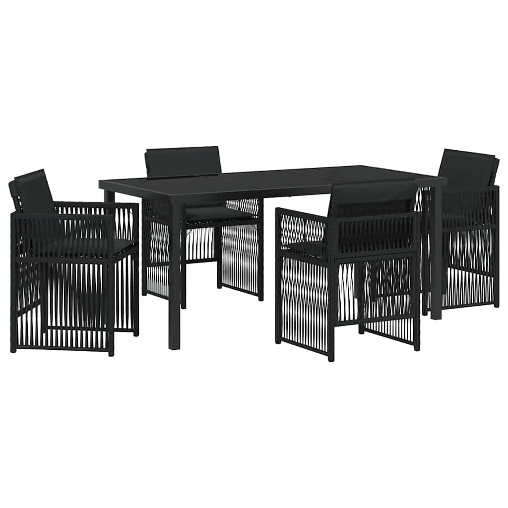 Garten Essgruppe 5 pcs Schwarz Poly Rattan