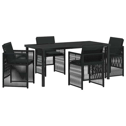 Garten Essgruppe 5 pcs Schwarz Poly Rattan