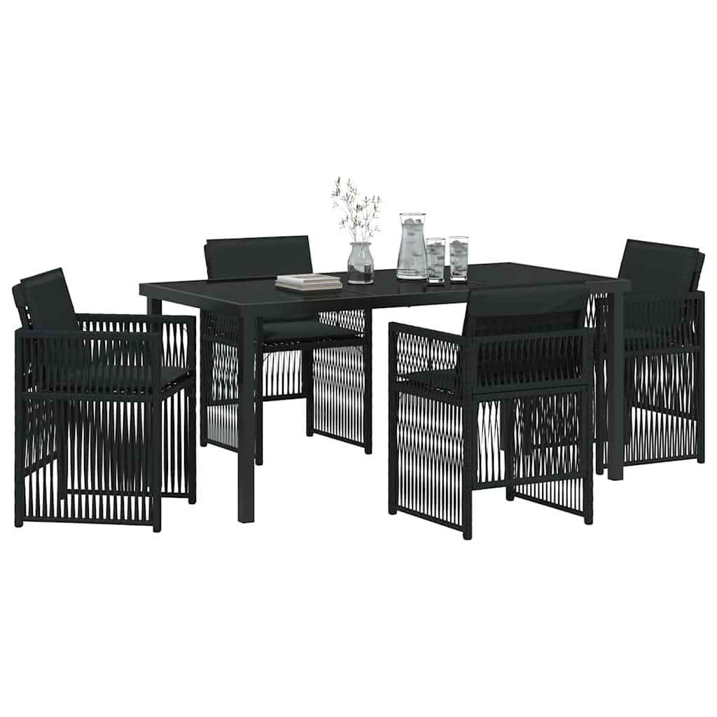 Garten Essgruppe 5 pcs Schwarz Poly Rattan