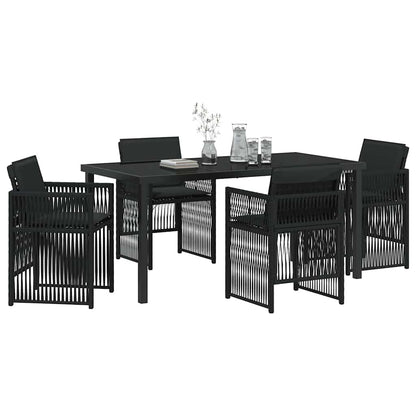 Garten Essgruppe 5 pcs Schwarz Poly Rattan