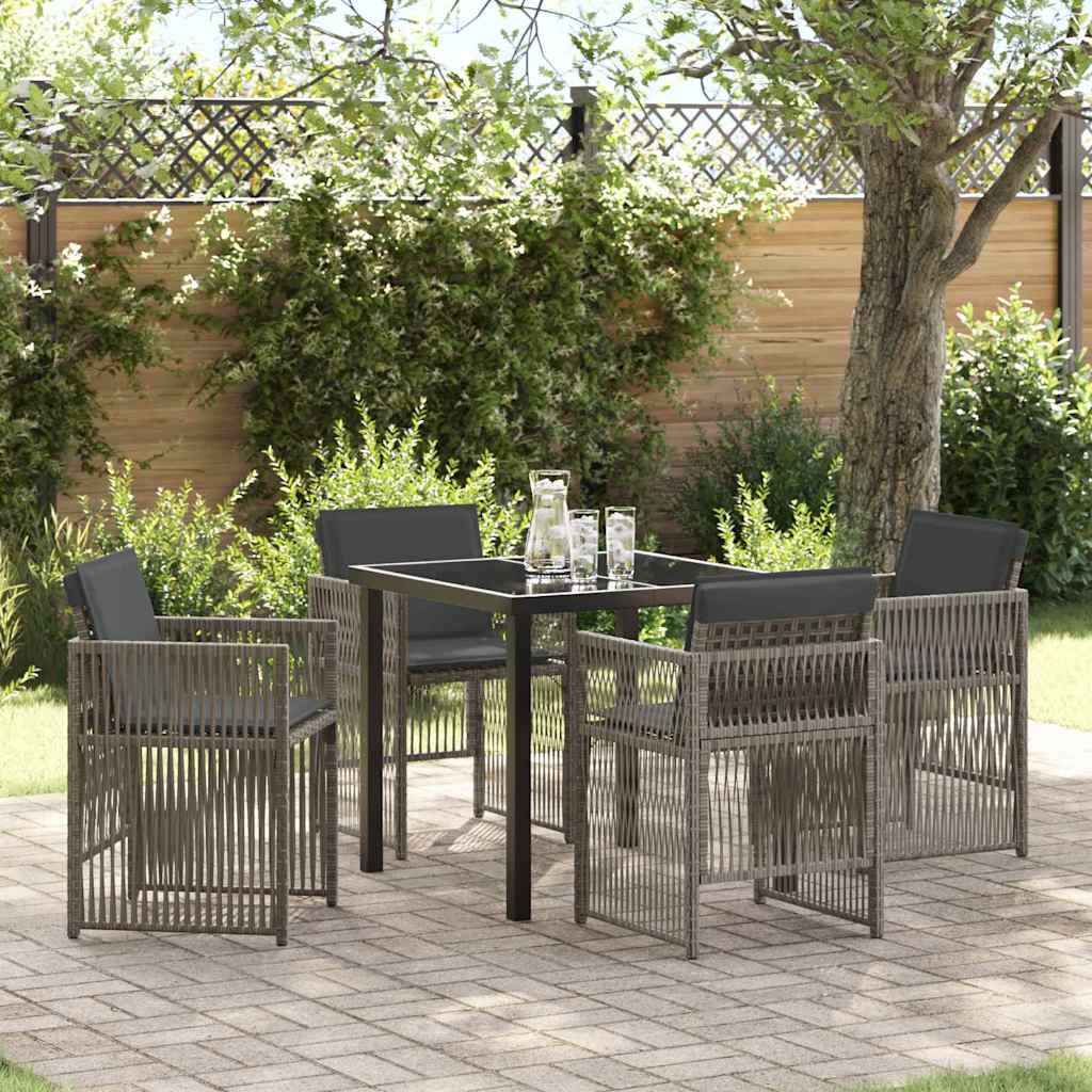 Garten Essgruppe 5 pcs Grau Poly Rattan