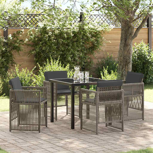 Garten Essgruppe 5 pcs Grau Poly Rattan