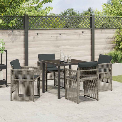 Garten Essgruppe 5 pcs Grau Poly Rattan
