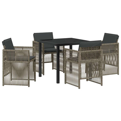 Garten Essgruppe 5 pcs Grau Poly Rattan