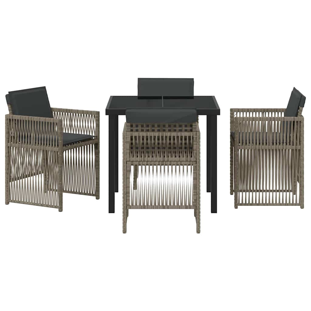 Garten Essgruppe 5 pcs Grau Poly Rattan