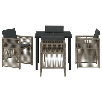 Garten Essgruppe 5 pcs Grau Poly Rattan