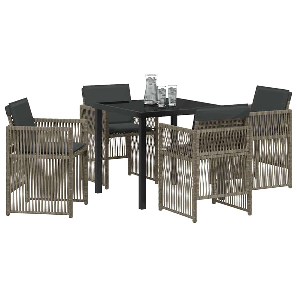 Garten Essgruppe 5 pcs Grau Poly Rattan