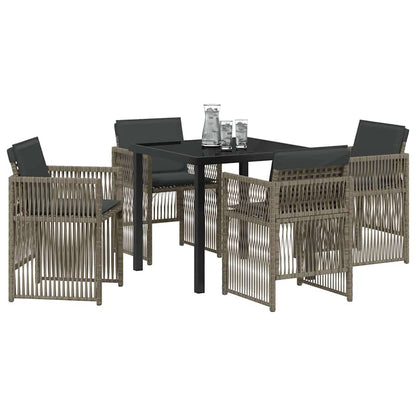 Garten Essgruppe 5 pcs Grau Poly Rattan