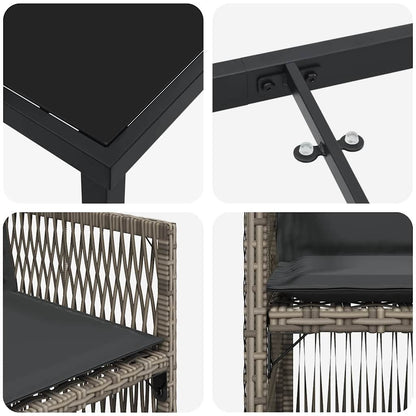 Garten Essgruppe 5 pcs Grau Poly Rattan