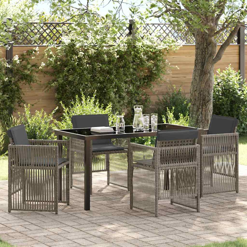 Garten Essgruppe 5 pcs Grau Poly Rattan