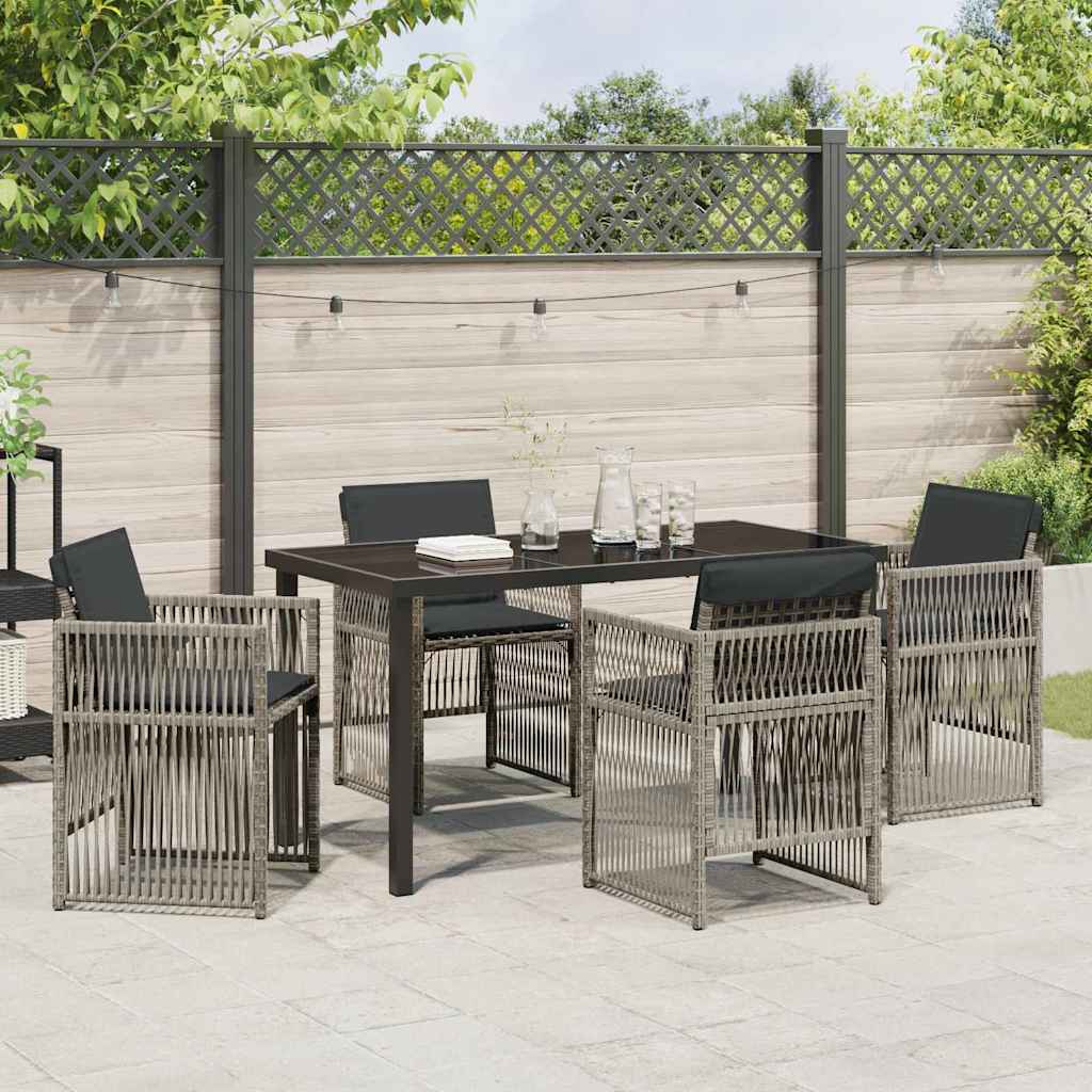 Garten Essgruppe 5 pcs Grau Poly Rattan