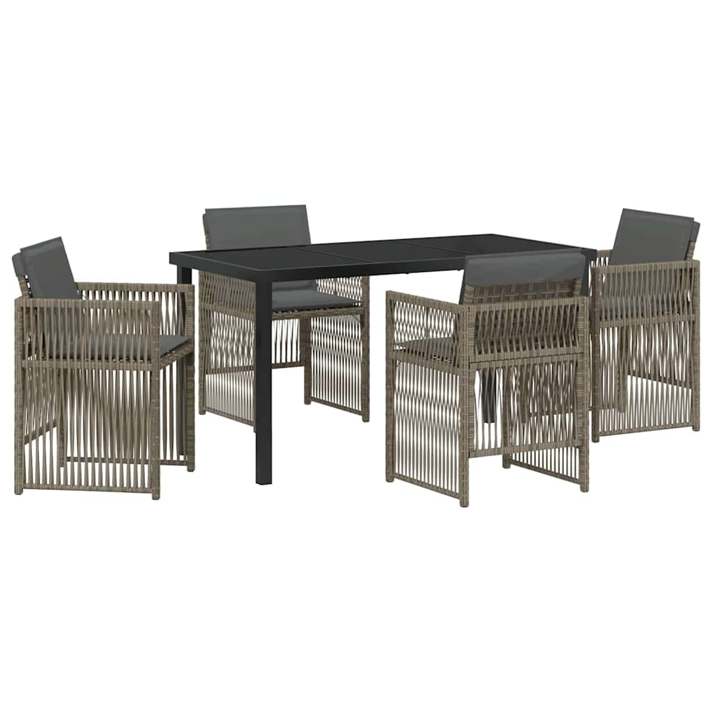 Garten Essgruppe 5 pcs Grau Poly Rattan