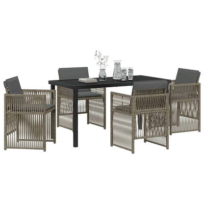 Garten Essgruppe 5 pcs Grau Poly Rattan