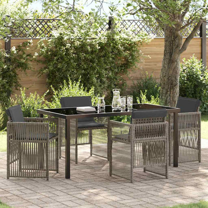Garten Essgruppe 5 pcs Grau Poly Rattan