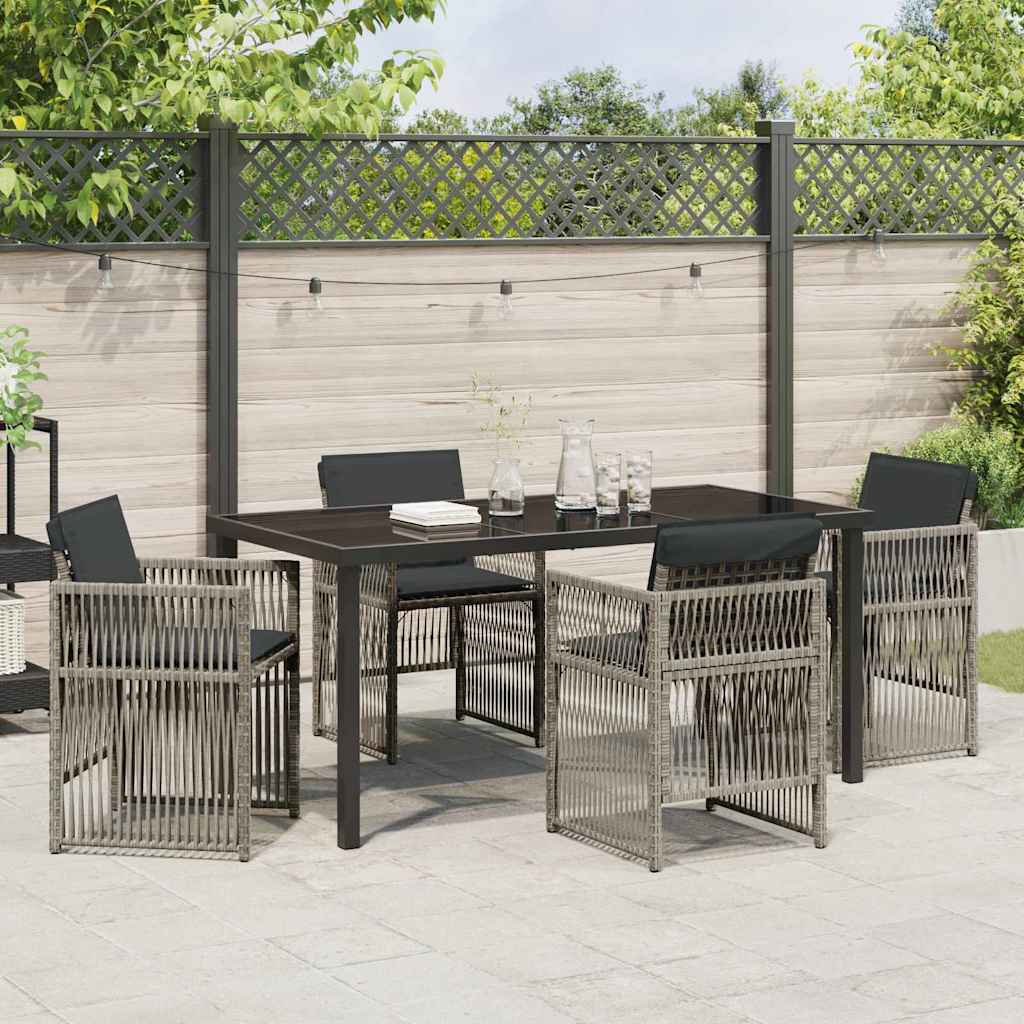 Garten Essgruppe 5 pcs Grau Poly Rattan