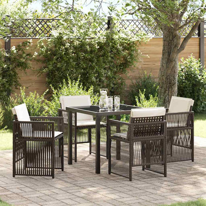 Garten Essgruppe 5 pcs Braun Poly Rattan