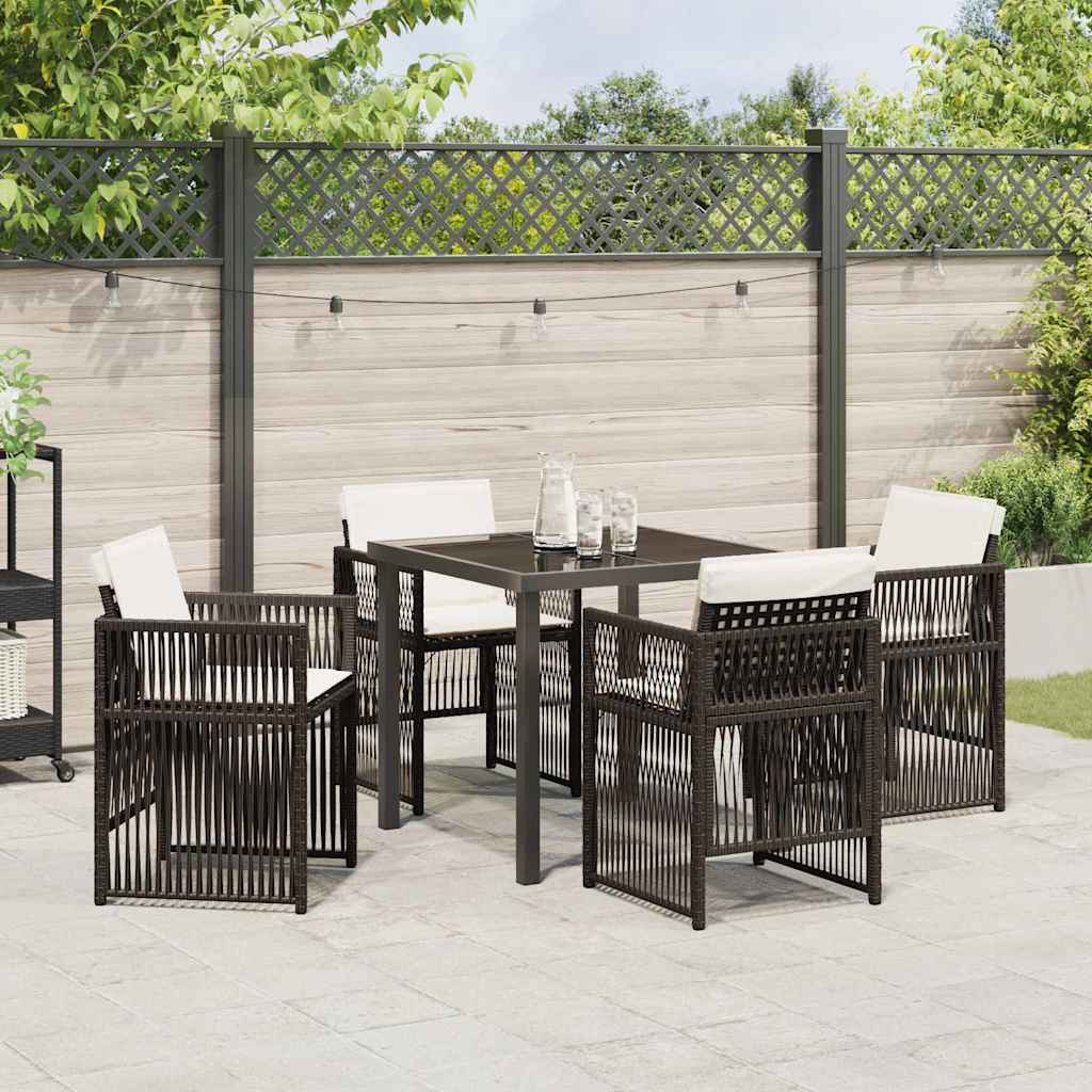 Garten Essgruppe 5 pcs Braun Poly Rattan