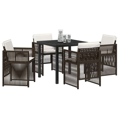 Garten Essgruppe 5 pcs Braun Poly Rattan