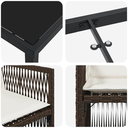 Garten Essgruppe 5 pcs Braun Poly Rattan