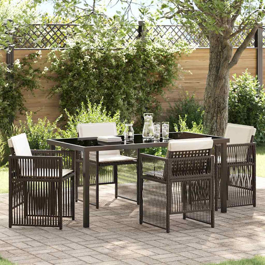 Garten Essgruppe 5 pcs Braun Poly Rattan