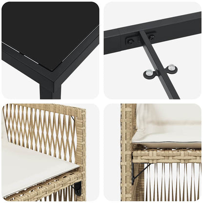 Garten Essgruppe 5 pcs Beige Poly Rattan