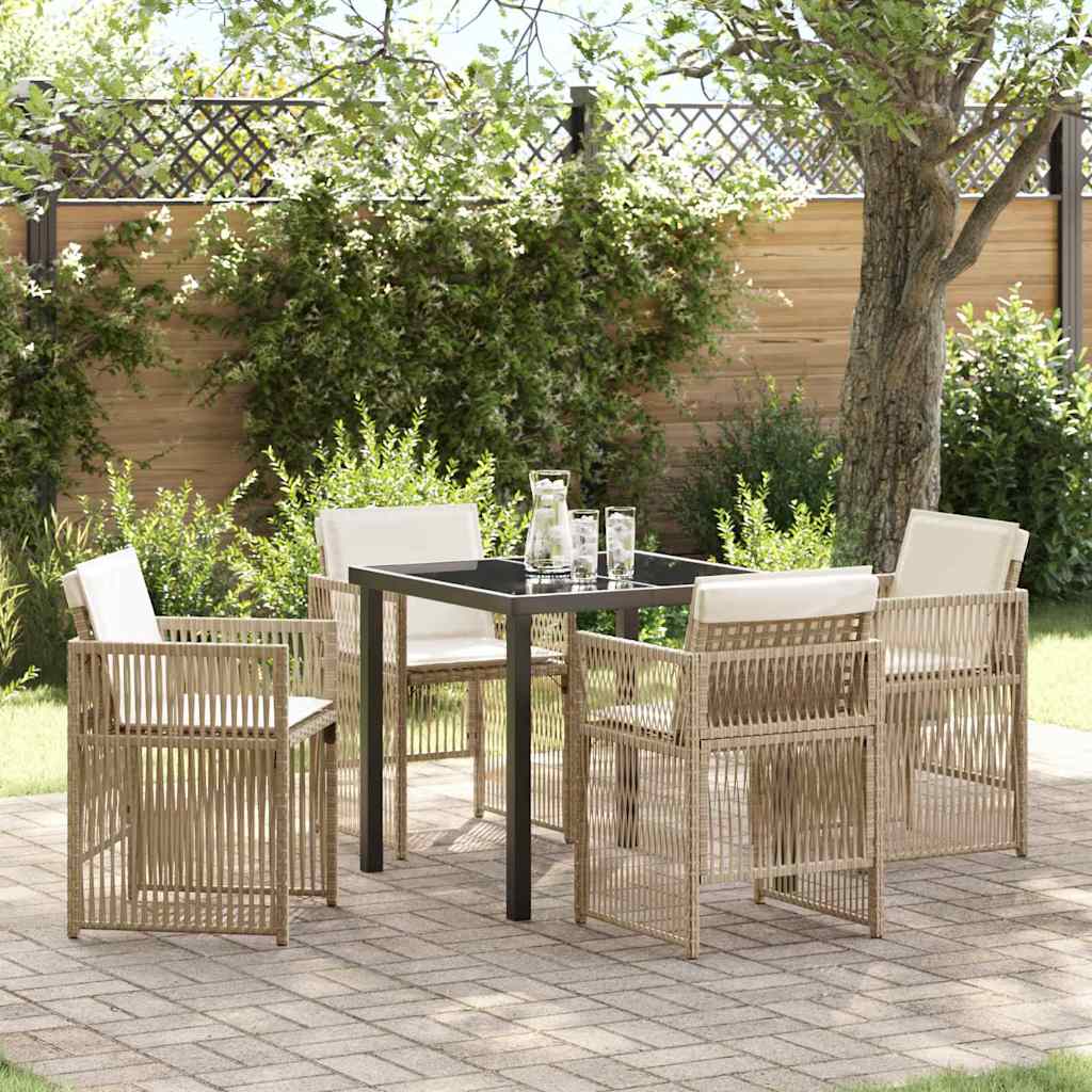 Garten Essgruppe 5 pcs Beige Poly Rattan