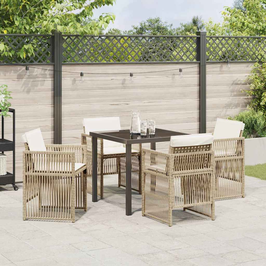 Garten Essgruppe 5 pcs Beige Poly Rattan