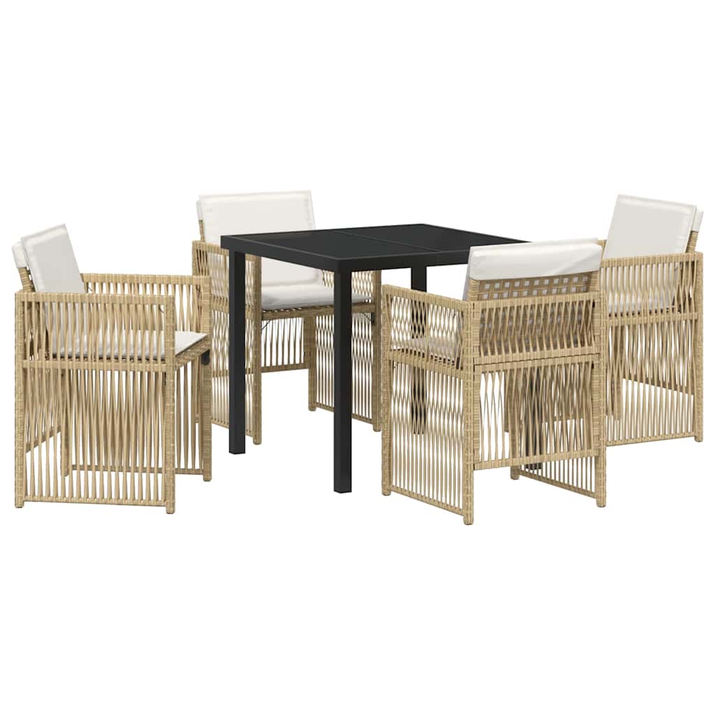 Garten Essgruppe 5 pcs Beige Poly Rattan