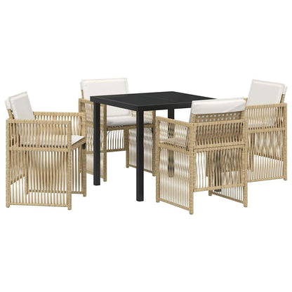 Garten Essgruppe 5 pcs Beige Poly Rattan
