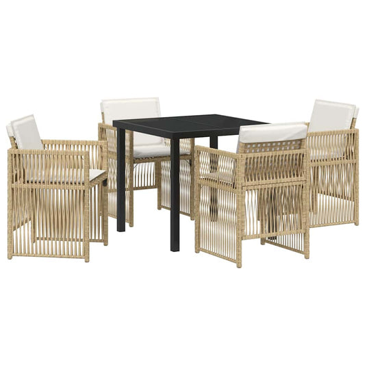 Garten Essgruppe 5 pcs Beige Poly Rattan